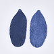 環境に優しいシープスキンレザーのビッグペンダント  羽  ブルー  70x29x1.5mm  穴：1.5mm FIND-S301-23E-2