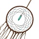 Toile/filet tissé turquoise synthétique en fer avec décorations de pendentifs en plumes AJEW-B016-02-3