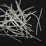 Pasadores de cabeza plana de hierro, plata, 50x0.75~0.8mm, aproximamente 4200 unidades / 1000 g