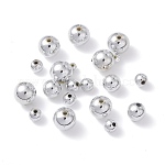 Perles d'espacement rondes en acrylique plaqué argent, couleur argentée, 4~10mm, Trou: 1.5~2mm