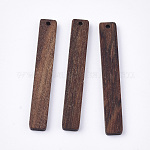 Большие подвески из неокрашенного ореха, прямоугольник / бар, седло коричневый, 52x7.5x3 мм, отверстие : 1.6 мм