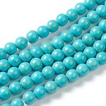 Chapelets de perles en turquoise synthétique, teinte, ronde, dark cyan, 6mm, Trou: 1.2~1.5mm, Environ 62 pcs/chapelet, 14 pouce (35.5 cm)