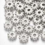 Séparateur perles en plastique CCB, fleur, platine, 8.5x2mm, Trou: 2mm
