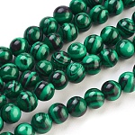 Chapelets de perles en malachite synthétique, teinte, ronde, verte, 6mm, Trou: 1.2mm