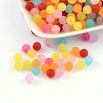 Granos de la bola de acrílico transparente, estilo esmerilado, redondo, color mezclado, 8mm, agujero: 2 mm, aproximamente 1892 unidades / 500 g