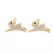 Brass Micro Pave Clear Cubic Zirconia Charms KK-S356-464-NF