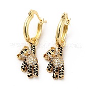 Серьги-кольца с медведем из кубического циркония EJEW-F288-10A-G