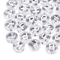 Transparent Pink Acrylic Beads, Horizontal Hole, Mixed Letters