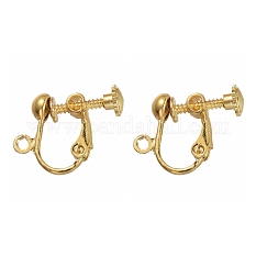 Brass Clip-on Earring Findingsfor non-pierced Ears X-EC143-NFG