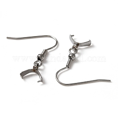 Ohrringhaken aus Edelstahl 304, mit Eispickel Prise Kautionen, Edelstahl Farbe, 27.5x21 mm, 21 Gauge, Stift: 0.7 mm und 0.5 mm (für halbgebohrte Perlen)