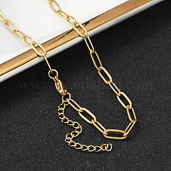 Collar de cadena con clip de acero inoxidable 304 con revestimiento iónico (IP) para mujer, dorado, 16.34 pulgada (41.5 cm)