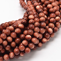 Goldstone sintetico fili di perline rotondo, 8mm, Foro: 1 mm, circa 48pcs/filo, 13.97~14.56 pollice (35.5~37 cm)