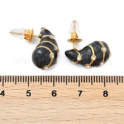 Orecchini a bottone in acciaio inossidabile smaltato 304&nbsp;EJEW-F353-03G-01