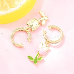 Orecchini a polsino in ottone con zirconi cubici trasparenti per San Valentino&nbsp;EJEW-Z164-09G