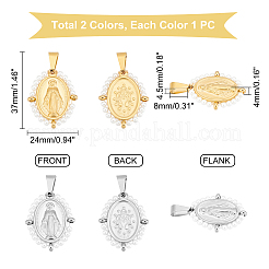 2 pz 2 colori ciondoli in acciaio inossidabile chirurgico 316&nbsp;STAS-DC0004-95