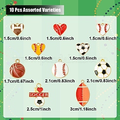 10 pendentif en alliage émaillé de style sportif à 10 styles&nbsp;ENAM-YW0004-55