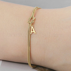 Braccialetti con ciondolo iniziale in acciaio inossidabile 304&nbsp;FS-WGD8E41-08