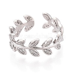 Messing Micro Pave klare Zirkonia Manschette offene Ringe&nbsp;KK-T079-59P