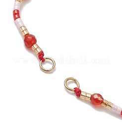 Perles d'agate naturelle teintées rondes à facettes de 4 mm et fabrication de bracelets tressés en perles de rocaille faites à la main&nbsp;AJEW-MZ00003-01