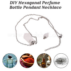 1 collana con ciondolo a forma di bottiglia di profumo in cristallo di quarzo naturale sfaccettato e appuntito&nbsp;NJEW-FH0001-38P-06