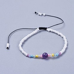 Bracciali perline intrecciati in filo di nylon regolabile&nbsp;BJEW-JB04371