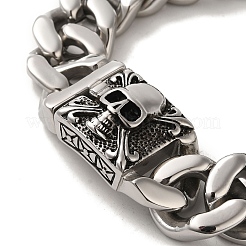 Braccialetti a catena cubana con teschio in acciaio inossidabile 304 per donne e uomini&nbsp;BJEW-Q341-05D-AS