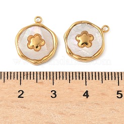 Pendentifs en coquillage naturel pavé en acier inoxydable 304&nbsp;STAS-F319-02C-G02