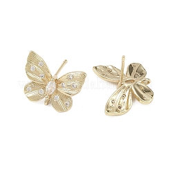 Schmetterling Messing Micro Pave klare Zirkonia Ohrstecker Zubehörse&nbsp;KK-F921-02G