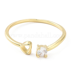 Anneaux de manchette en zircone cubique transparent micro pave en laiton placage en rack&nbsp;RJEW-C043-08G