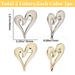 2 broche en forme de cœur en alliage bicolore&nbsp;JEWB-CP0001-61