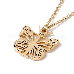Lettre initiale avec collier pendentif papillon&nbsp;LS-NJEW-C026-01G-T