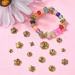 150 Stück 15 Stil Perlenkappen aus Legierung im tibetischen Stil mit Blumenmuster&nbsp;TIBE-YW0001-56