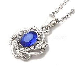 Collier pandant fleur strass avec chaînes forçat&nbsp;NJEW-K247-01P