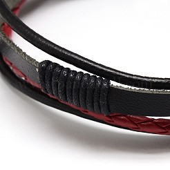 Trendige Unisex-lässigen Stil Multi-Strang-Wachs und Lederschnur Armbänder&nbsp;BJEW-L295-M