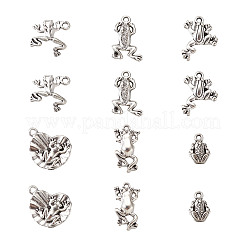 Ciondoli in lega a forma di rana in stile tibetano e montature per strass&nbsp;TIBEP-TA0002-34AS-RS