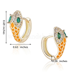 Orecchini a cerchio serpente con zirconi cubici e smalto&nbsp;EJEW-SZ0001-87D