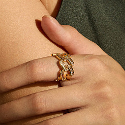 Anillos abiertos de latón con circonitas cúbicas para mujer&nbsp;FS-WG973E1-04