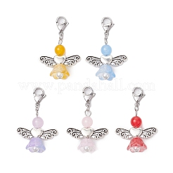 Pendentif décoratif en jade malaisien naturel et teinté ange&nbsp;HJEW-JM02763-02