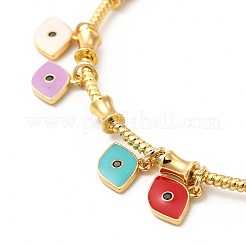 Bracelet manchette à breloques en émail coloré avec zircone cubique transparente&nbsp;BJEW-E073-09G