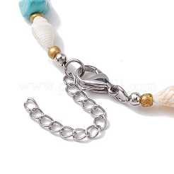 Pulseras de eslabones de concha de ojo de Shiva natural de playa de verano&nbsp;BJEW-JB10287
