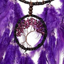 Tela/red tejida de alambre de hierro y latón con adornos colgantes de plumas&nbsp;AJEW-B017-16