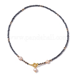 Collana con ciondolo a forma di cuore di perle naturali da 2 pz&nbsp;NJEW-MZ00024
