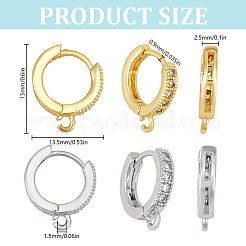 20 Stück 2 Farben Messing Huggie Hoop Ohrring Zubehörse&nbsp;KK-DR0001-26