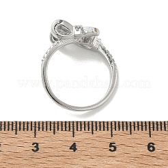 Messing Micro Pave Zirkonia Manschette offene Ringe&nbsp;RJEW-C163-17P
