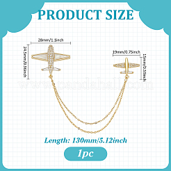 1 broche chaîne suspendue en forme d'avion en zircone cubique transparente&nbsp;JEWB-FG0001-45
