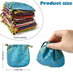 14 stücke 14 farben chinesischen stil seide brokat schmuck verpackung beutel&nbsp;PAAG-YW0001-01