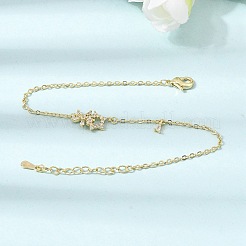 Bracelets en laiton pavés de zirconiums cubiques transparents en forme de fleur et d'étoile&nbsp;KK-CBAED06-03G