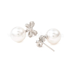 Orecchini a bottone con micro pavè di zirconi cubici in ottone bowknot&nbsp;EJEW-L270-010P