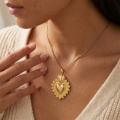 Collares colgantes de corazón sagrado de acero inoxidable 304 para mujer&nbsp;WGF32B1-01