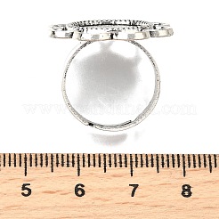 Componenti anello di barretta di ferro regolabili della lega impostazioni cabochon lunetta fiore&nbsp;PALLOY-O039-25AS